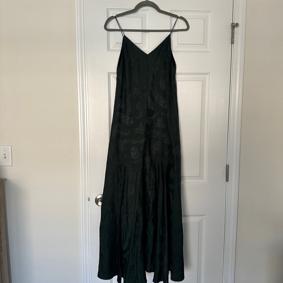 Cos Tiered Paisley Jacquard Silk Maxi Green Dress - Picture 1 of 10